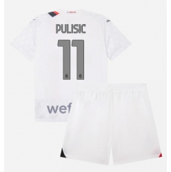 AC Milan Christian Pulisic #11 Bortedraktsett Barn 2023-24 Kortermet (+ Korte bukser)