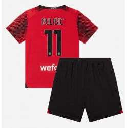 AC Milan Christian Pulisic #11 Hjemmedraktsett Barn 2023-24 Kortermet (+ Korte bukser)