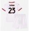 AC Milan Fikayo Tomori #23 Bortedraktsett Barn 2024-25 Kortermet (+ Korte bukser)