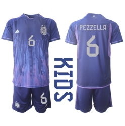 Argentina German Pezzella #6 Bortedraktsett Barn VM 2022 Kortermet (+ Korte bukser)