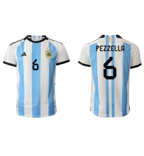 Argentina German Pezzella #6 Hjemmedrakt VM 2022 Kortermet