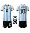 Argentina Lionel Messi #10 Hjemmedraktsett Barn VM 2022 Kortermet (+ Korte bukser)