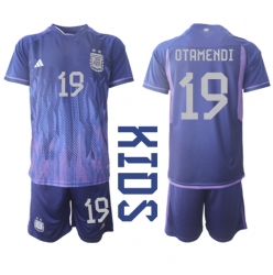 Argentina Nicolas Otamendi #19 Bortedraktsett Barn VM 2022 Kortermet (+ Korte bukser)