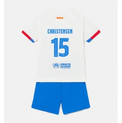Barcelona Andreas Christensen #15 Bortedraktsett Barn 2023-24 Kortermet (+ Korte bukser)