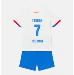 Barcelona Ferran Torres #7 Bortedraktsett Barn 2023-24 Kortermet (+ Korte bukser)
