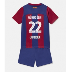 Barcelona Ilkay Gundogan #22 Hjemmedraktsett Barn 2023-24 Kortermet (+ Korte bukser)