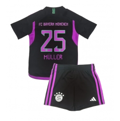 Bayern Munich Thomas Muller #25 Bortedraktsett Barn 2023-24 Kortermet (+ Korte bukser)
