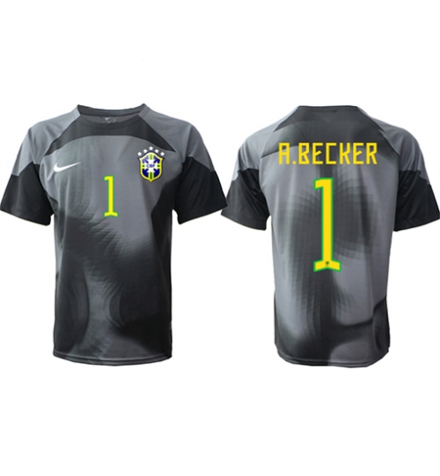 Brasil Alisson Becker #1 Keeper Hjemmedrakt VM 2022 Kortermet