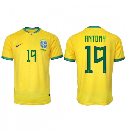 Brasil Antony #19 Hjemmedrakt VM 2022 Kortermet