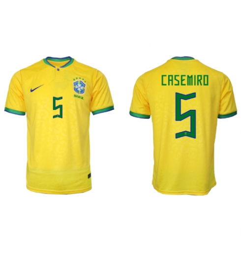 Brasil Casemiro #5 Hjemmedrakt VM 2022 Kortermet