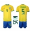 Brasil Casemiro #5 Hjemmedraktsett Barn VM 2022 Kortermet (+ Korte bukser)