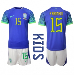 Brasil Fabinho #15 Bortedraktsett Barn VM 2022 Kortermet (+ Korte bukser)