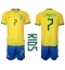 Brasil Lucas Paqueta #7 Hjemmedraktsett Barn VM 2022 Kortermet (+ Korte bukser)