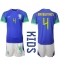 Brasil Marquinhos #4 Bortedraktsett Barn VM 2022 Kortermet (+ Korte bukser)