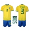 Brasil Thiago Silva #3 Hjemmedraktsett Barn VM 2022 Kortermet (+ Korte bukser)