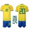 Brasil Vinicius Junior #20 Hjemmedraktsett Barn VM 2022 Kortermet (+ Korte bukser)