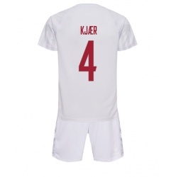 Danmark Simon Kjaer #4 Bortedraktsett Barn VM 2022 Kortermet (+ Korte bukser)