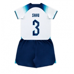 England Luke Shaw #3 Hjemmedraktsett Barn VM 2022 Kortermet (+ Korte bukser)