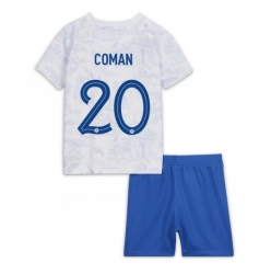 Frankrike Kingsley Coman #20 Bortedraktsett Barn VM 2022 Kortermet (+ Korte bukser)