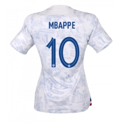 Frankrike Kylian Mbappe #10 Bortedrakt Dame VM 2022 Kortermet