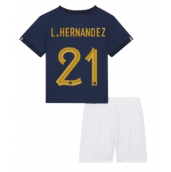 Frankrike Lucas Hernandez #21 Hjemmedraktsett Barn VM 2022 Kortermet (+ Korte bukser)