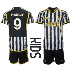 Juventus Dusan Vlahovic #9 Hjemmedraktsett Barn 2023-24 Kortermet (+ Korte bukser)