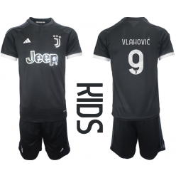 Juventus Dusan Vlahovic #9 Tredjedraktsett Barn 2023-24 Kortermet (+ Korte bukser)