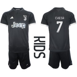 Juventus Federico Chiesa #7 Tredjedraktsett Barn 2023-24 Kortermet (+ Korte bukser)