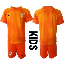 Kroatia Keeper Bortedraktsett Barn VM 2022 Kortermet (+ Korte bukser)