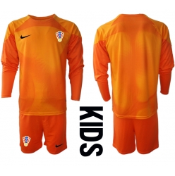 Kroatia Keeper Bortedraktsett Barn VM 2022 Langermet (+ Korte bukser)