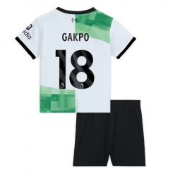 Liverpool Cody Gakpo #18 Bortedraktsett Barn 2023-24 Kortermet (+ Korte bukser)