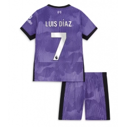 Liverpool Luis Diaz #7 Tredjedraktsett Barn 2023-24 Kortermet (+ Korte bukser)