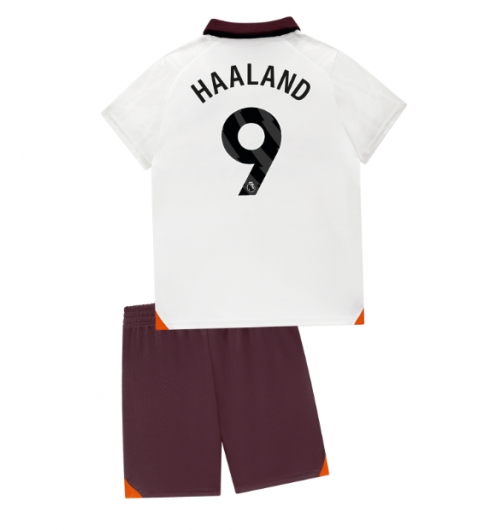 Manchester City Erling Haaland #9 Bortedraktsett Barn 2023-24 Kortermet (+ Korte bukser)