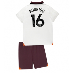 Manchester City Rodri Hernandez #16 Bortedraktsett Barn 2023-24 Kortermet (+ Korte bukser)