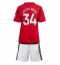 Manchester United Donny van de Beek #34 Hjemmedraktsett Barn 2023-24 Kortermet (+ Korte bukser)