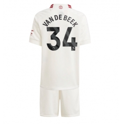 Manchester United Donny van de Beek #34 Tredjedraktsett Barn 2023-24 Kortermet (+ Korte bukser)