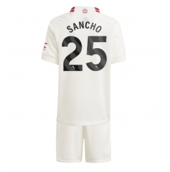 Manchester United Jadon Sancho #25 Tredjedraktsett Barn 2023-24 Kortermet (+ Korte bukser)