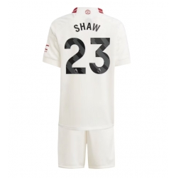 Manchester United Luke Shaw #23 Tredjedraktsett Barn 2023-24 Kortermet (+ Korte bukser)