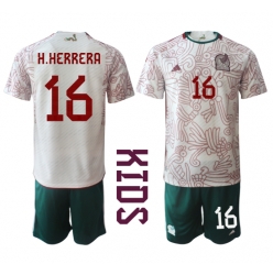 Mexico Hector Herrera #16 Bortedraktsett Barn VM 2022 Kortermet (+ Korte bukser)