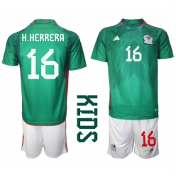 Mexico Hector Herrera #16 Hjemmedraktsett Barn VM 2022 Kortermet (+ Korte bukser)