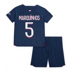 Paris Saint-Germain Marquinhos #5 Hjemmedraktsett Barn 2023-24 Kortermet (+ Korte bukser)