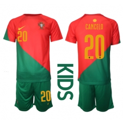 Portugal Joao Cancelo #20 Hjemmedraktsett Barn VM 2022 Kortermet (+ Korte bukser)