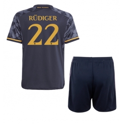 Real Madrid Antonio Rudiger #22 Bortedraktsett Barn 2023-24 Kortermet (+ Korte bukser)