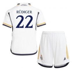 Real Madrid Antonio Rudiger #22 Hjemmedraktsett Barn 2023-24 Kortermet (+ Korte bukser)