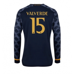 Real Madrid Federico Valverde #15 Bortedrakt 2023-24 Langermet