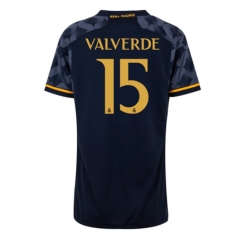 Real Madrid Federico Valverde #15 Bortedrakt Dame 2023-24 Kortermet