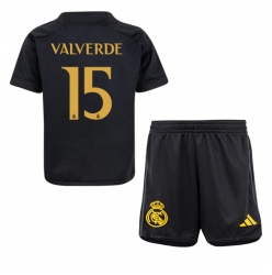 Real Madrid Federico Valverde #15 Tredjedraktsett Barn 2023-24 Kortermet (+ Korte bukser)