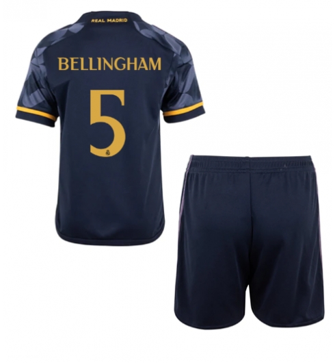 Real Madrid Jude Bellingham #5 Bortedraktsett Barn 2023-24 Kortermet (+ Korte bukser)