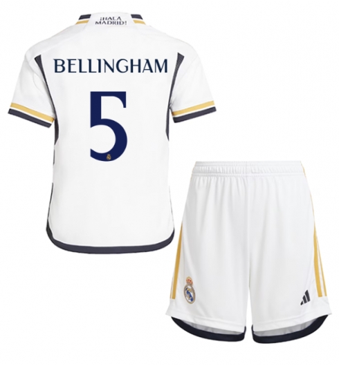 Real Madrid Jude Bellingham #5 Hjemmedraktsett Barn 2023-24 Kortermet (+ Korte bukser)