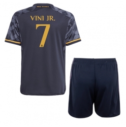 Real Madrid Vinicius Junior #7 Bortedraktsett Barn 2023-24 Kortermet (+ Korte bukser)